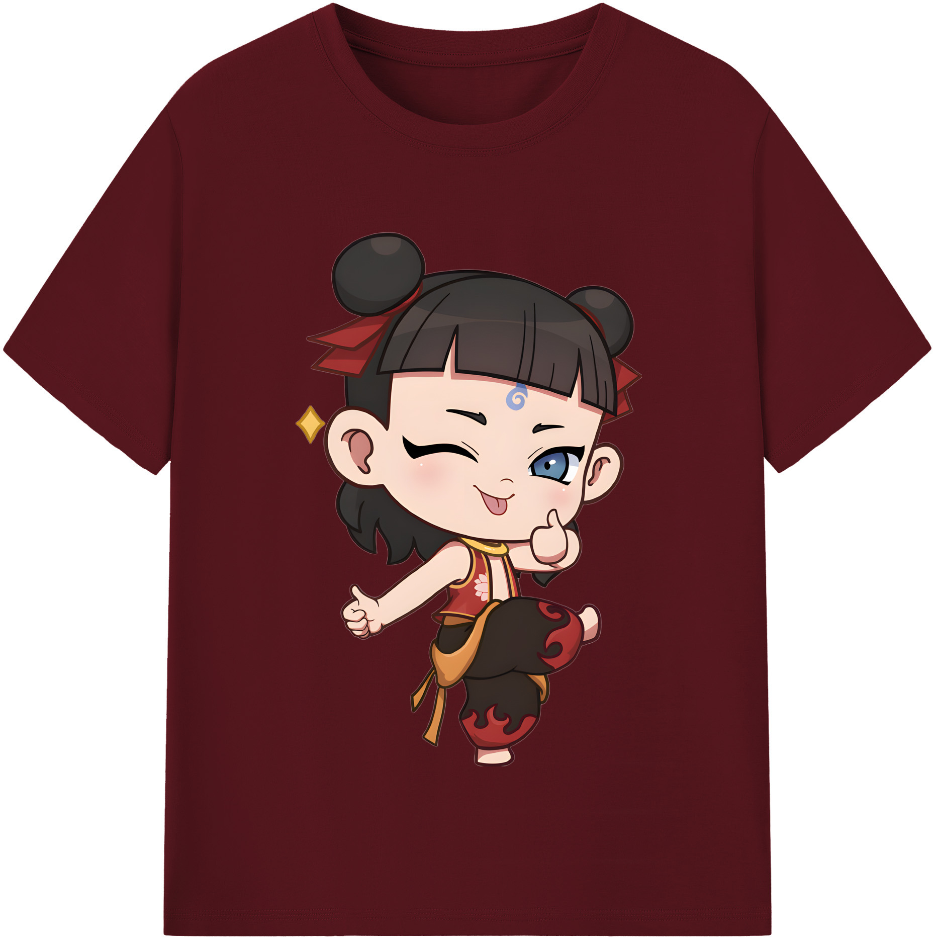（画像用） Ne Zha 2 ナタ 魔童の大暴れ 綿100％半袖Tシャツ（フロントプリント）
